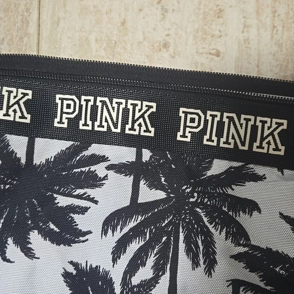 PINK Victoria's Secret Black/White Palm Tree Tote Bag - Picture 2 of 10